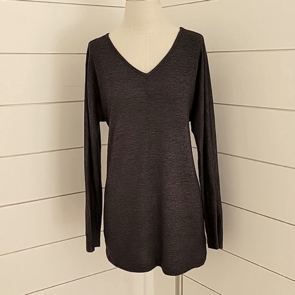 LAND'S END medium tall v neck sweater dark grey - Picture 1 of 6